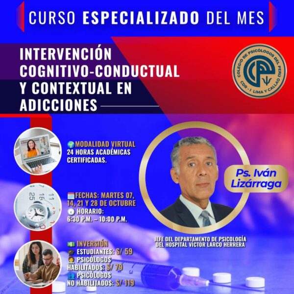 [ESTUDIANTES] Curso especializado del mes: Intervención Cognitivo - Conductual y Contextual en Adicciones