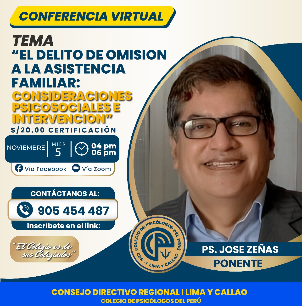 Conferencia Virtual: El delito de omisión a la asistencia familiar: consideraciones psicosociales e intervención