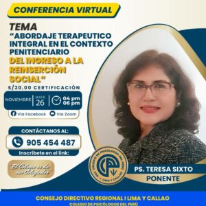 Conferencia Virtual Abordaje terapéutico integral en el contexto penitenciario, del ingreso a la reinserción social