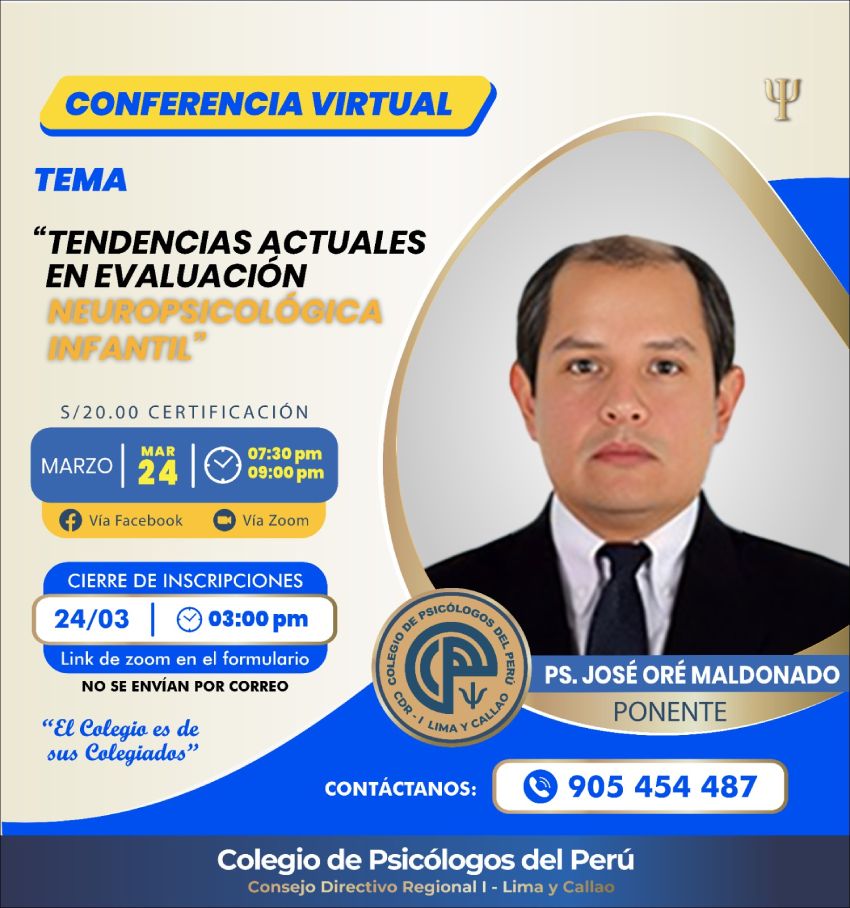 Conferencia Virtual Tendencias Actuales en Evaluación Neuropsicológica Infantil
