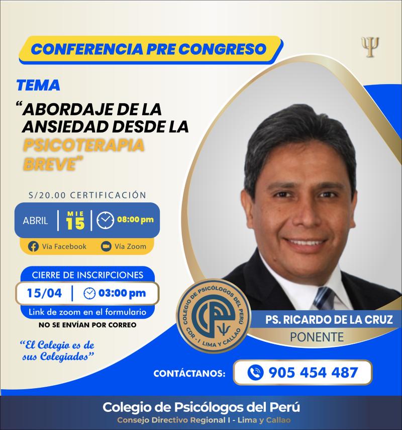 Conferencia Virtual: Abordaje de Ansiedad desde la Psicoterapia Breve