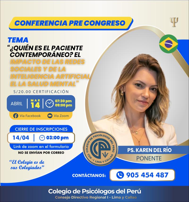 Conferencia Virtual: ¿Quién es el paciente contemporáneo? El impacto de las redes sociales y de la inteligencia artificial en la salud mental