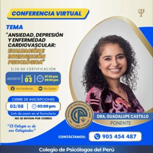 CONFERENCIA: ANSIEDAD, DEPRESIÓN Y ENFERMEDAD CARDIOVASCULAR: EVALUACIÓN E INTERVENCIÓN PSICOLÓGICA