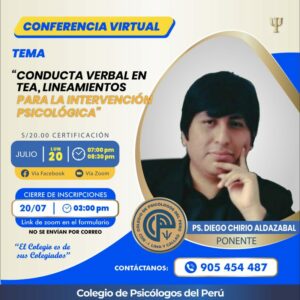 CONFERENCIA: CONDUCTA VERBAL EN TEA, LINEAMIENTOS PARA LA INTERVENCIÓN PSICOLÓGICA