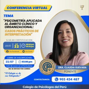 CONFERENCIA: PSICOMETRÍA APLICADA AL ÁMBITO CLÍNICO Y ORGANIZACIONAL: CASOS PRÁCTICOS DE INTERPRETACIÓN