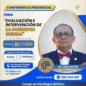 CONFERENCIA: EVALUACIÓN E INTERVENCIÓN DE LA CONDUCTA SUICIDA