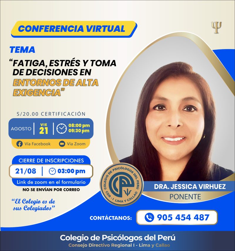 CONFERENCIA: FATIGA, ESTRÉS Y TOMA DE DECISIONES EN ENTORNOS DE ALTA EXIGENCIA